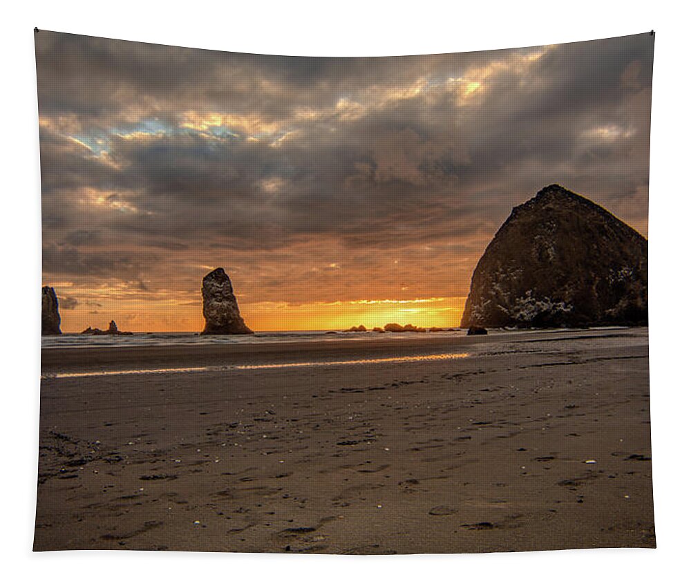 Haystack Rock Tapestry featuring the photograph Haystack and the Needles by G Lamar Yancy
