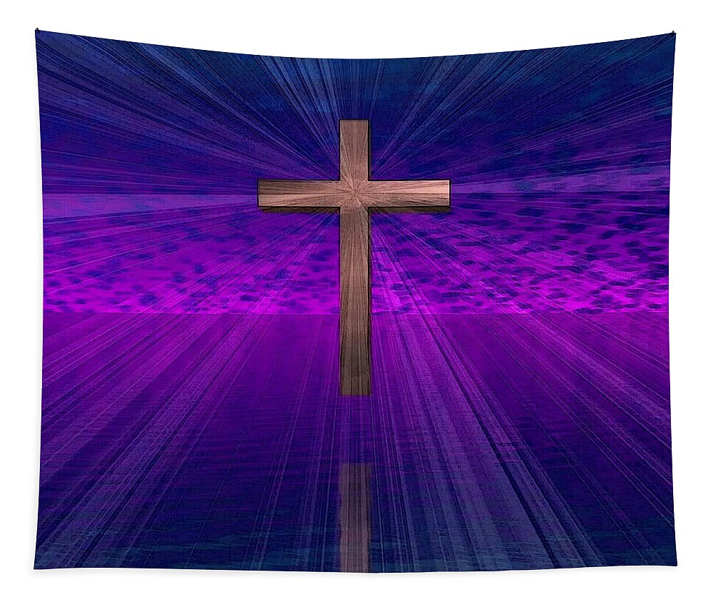 Jesus Tapestry featuring the digital art He Is Risen by Teresa Trotter