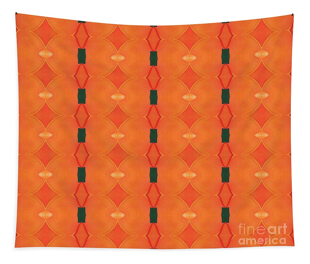 Healing In Orange And Green By Helena Tiainen Tapestry featuring the painting Healing in Orange and Green by Helena Tiainen
