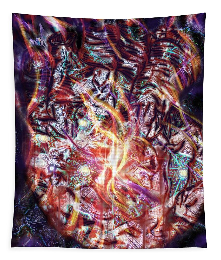 Heart Tapestry featuring the digital art Heart Energy by Angela Weddle