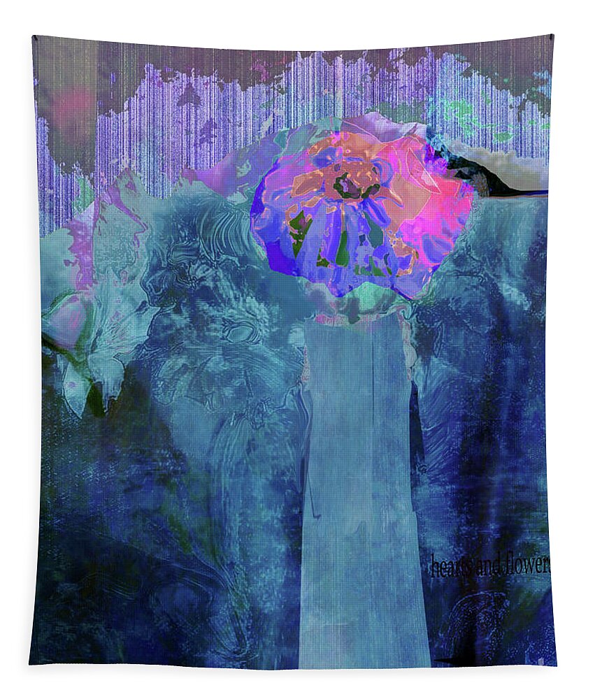 Abstract Tapestry featuring the mixed media Hearts and Flowers Love at First Light No 2 by Zsanan Studio