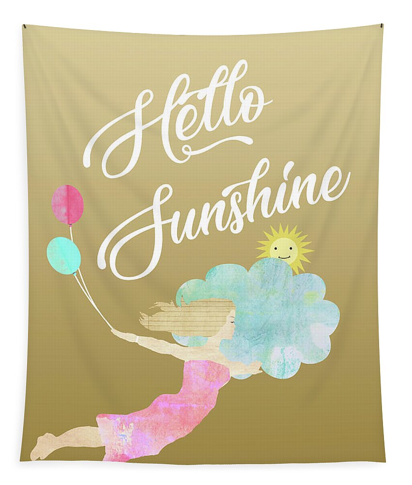 Hello Sunshine Tapestry featuring the mixed media Hello Sunshine by Claudia Schoen