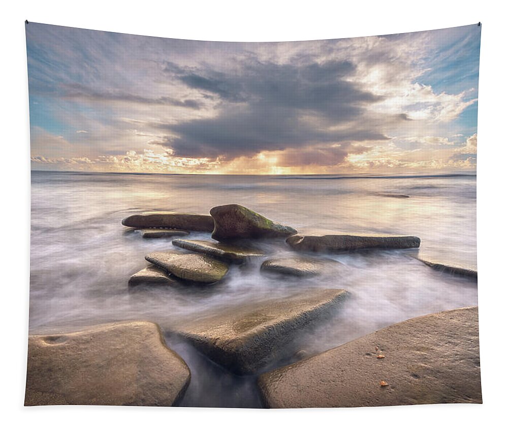 San Diego Tapestry featuring the photograph Hidden Beach Sunset by Alexander Kunz