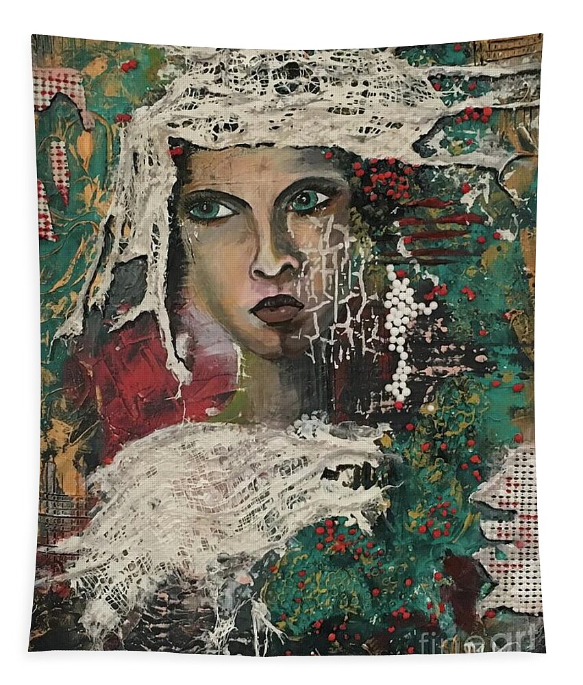 Original Tapestry featuring the painting Hidden beauty by Maria Karlosak