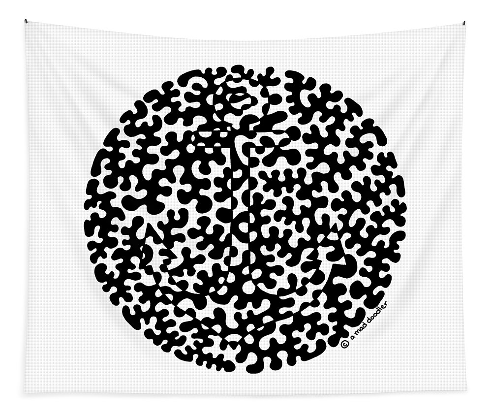 Black And White Tapestry featuring the drawing Hidden Image #36 by A Mad Doodler