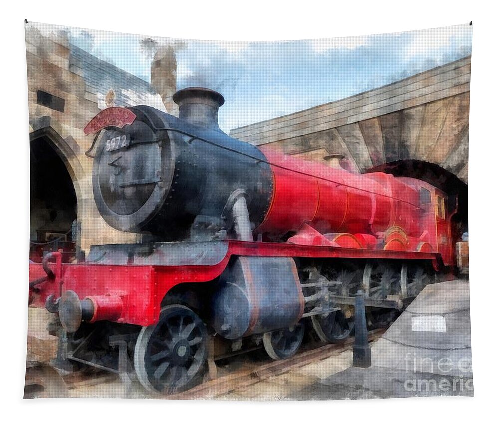 Harry Potter Tapestry featuring the photograph Hogwarts Express Harry Potter Train Watercolor by Edward Fielding