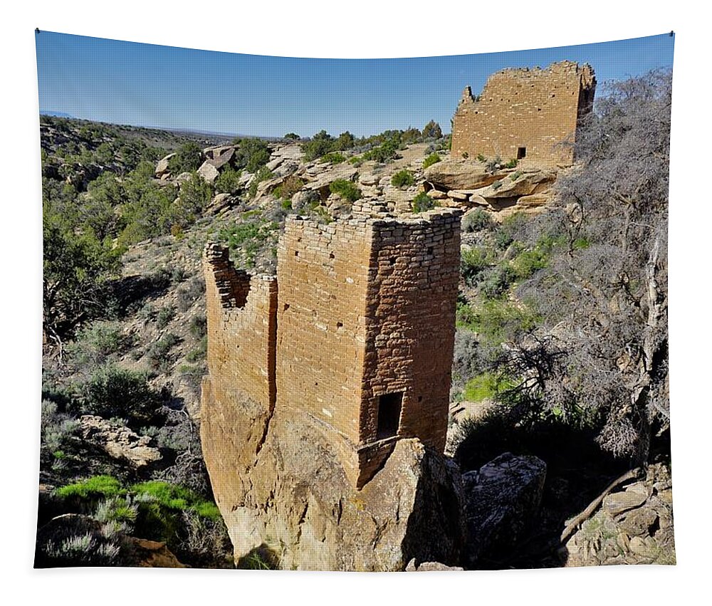 Holly Tower Tapestry featuring the photograph Holly Tower at Hovenweep by Tranquil Light Photography