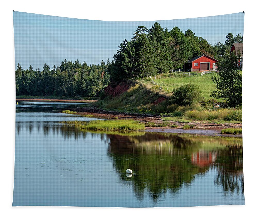 Barn Tapestry featuring the photograph Hope River Morning by Marcy Wielfaert