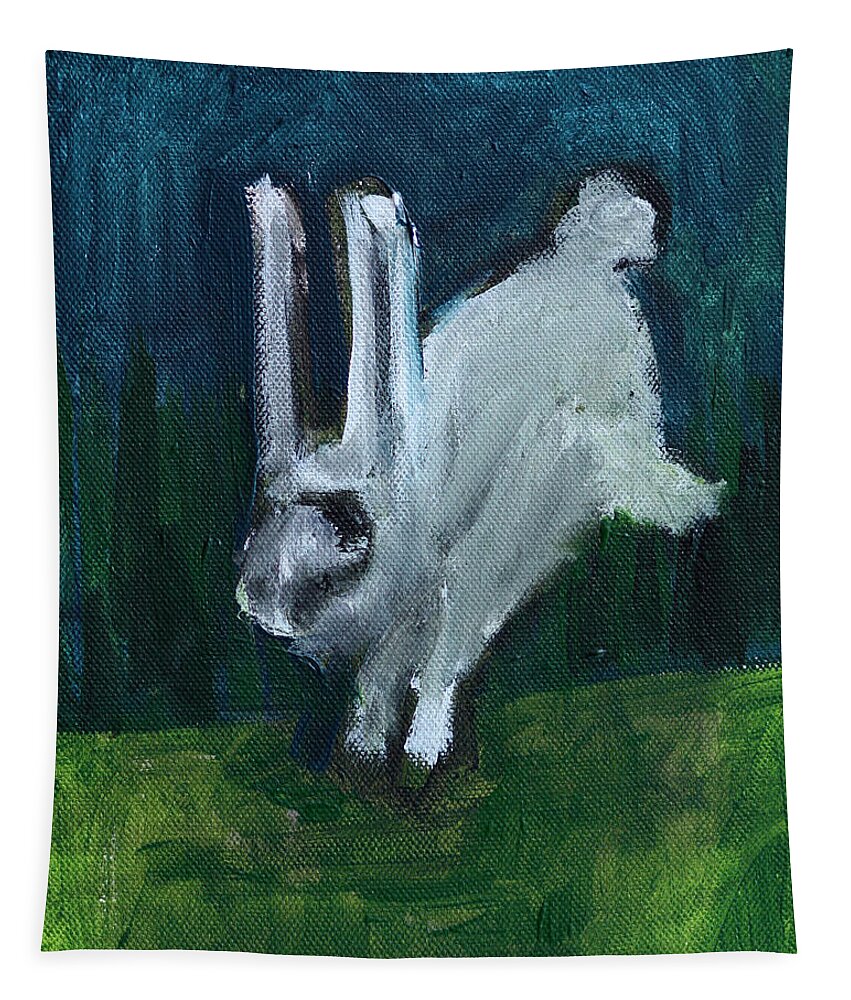Rabbit Tapestry featuring the painting Hopping Rabbit by Edgeworth Johnstone
