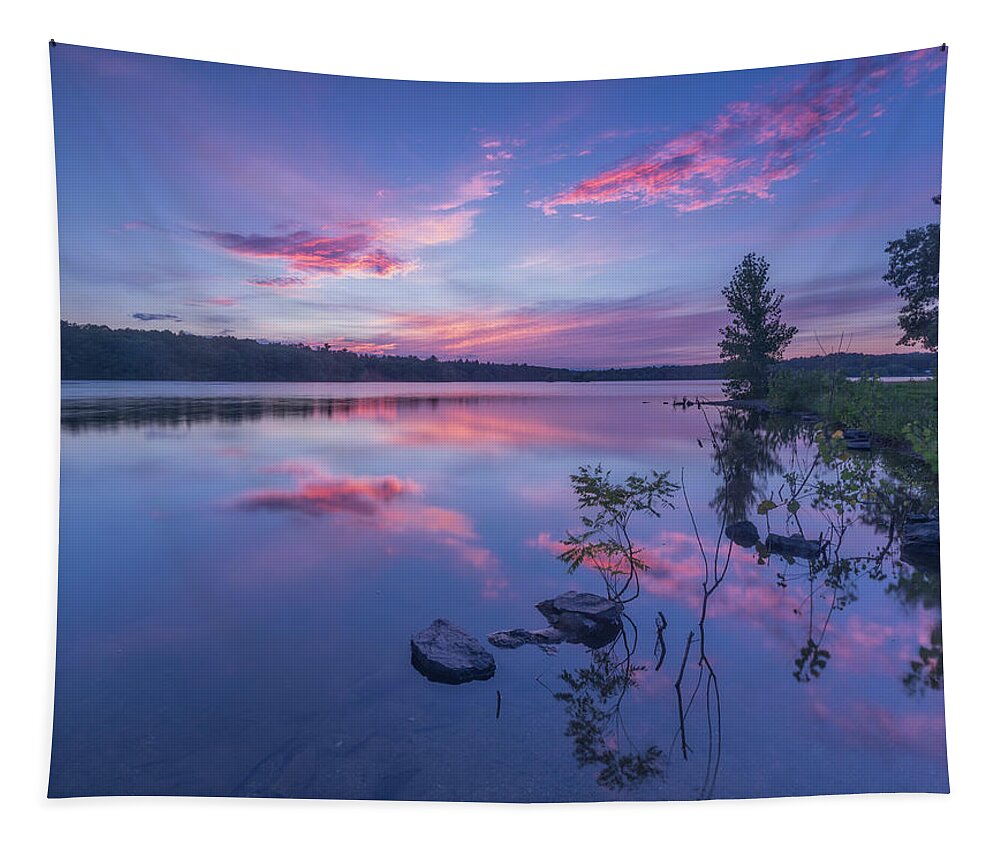 Horn Pond Tapestry featuring the photograph Horn Pond Sunset by Rob Davies