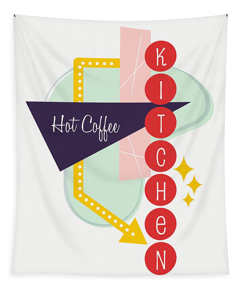 Kitchen Tapestry featuring the digital art Hot Coffee Kitchen- Art by Linda Woods by Linda Woods