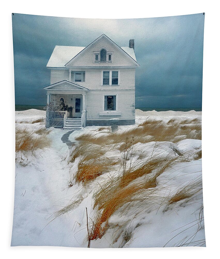 House Tapestry featuring the photograph House in Snow by Jill Battaglia