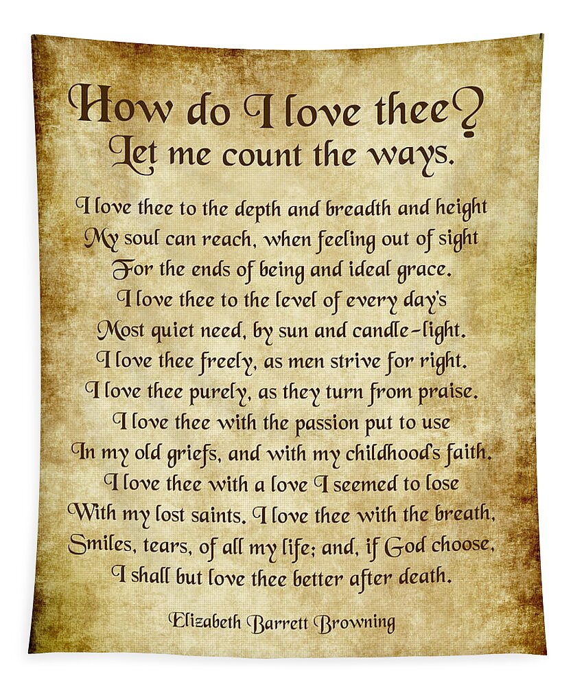 How Do I Love Thee Poem Antique Style Tapestry For Sale By Ginny Gaura