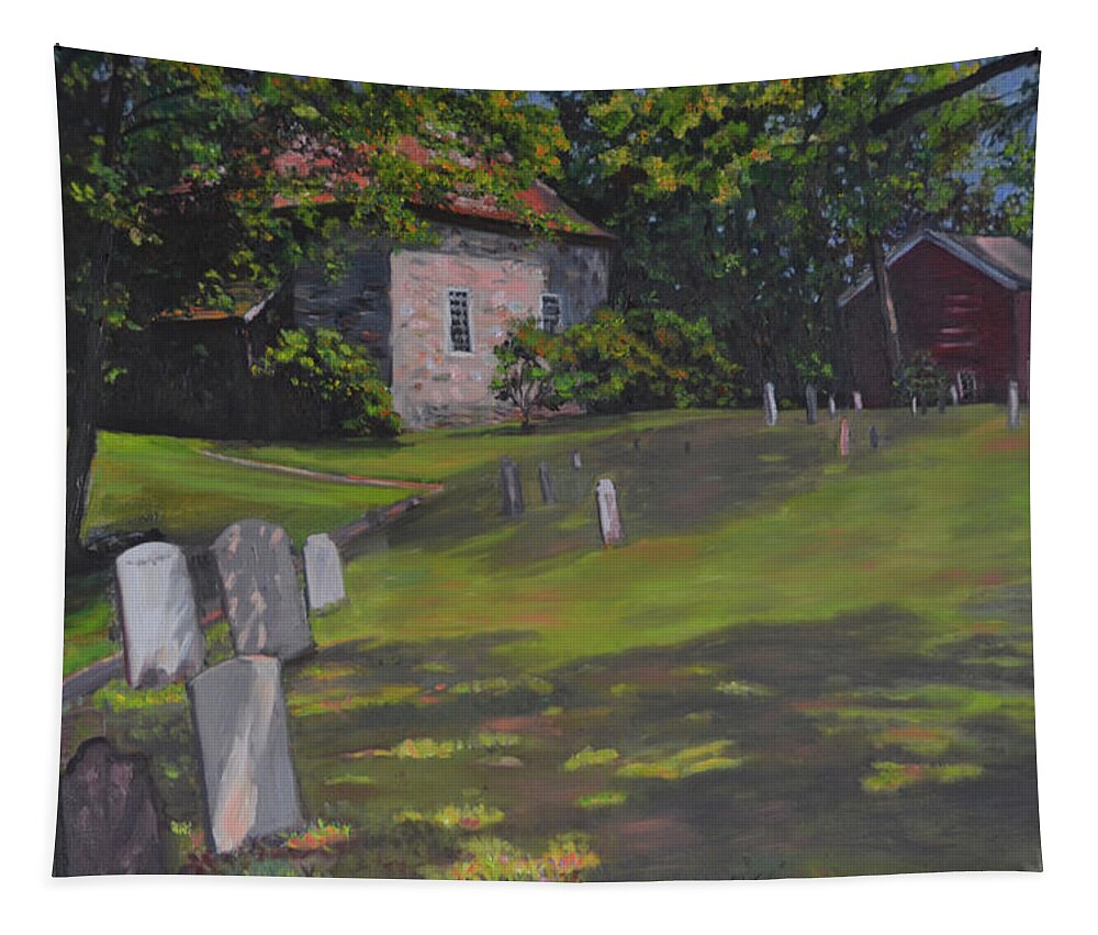Hugenot Street Graveyard Tapestry featuring the painting Hugenot St Graveyard by Beth Riso