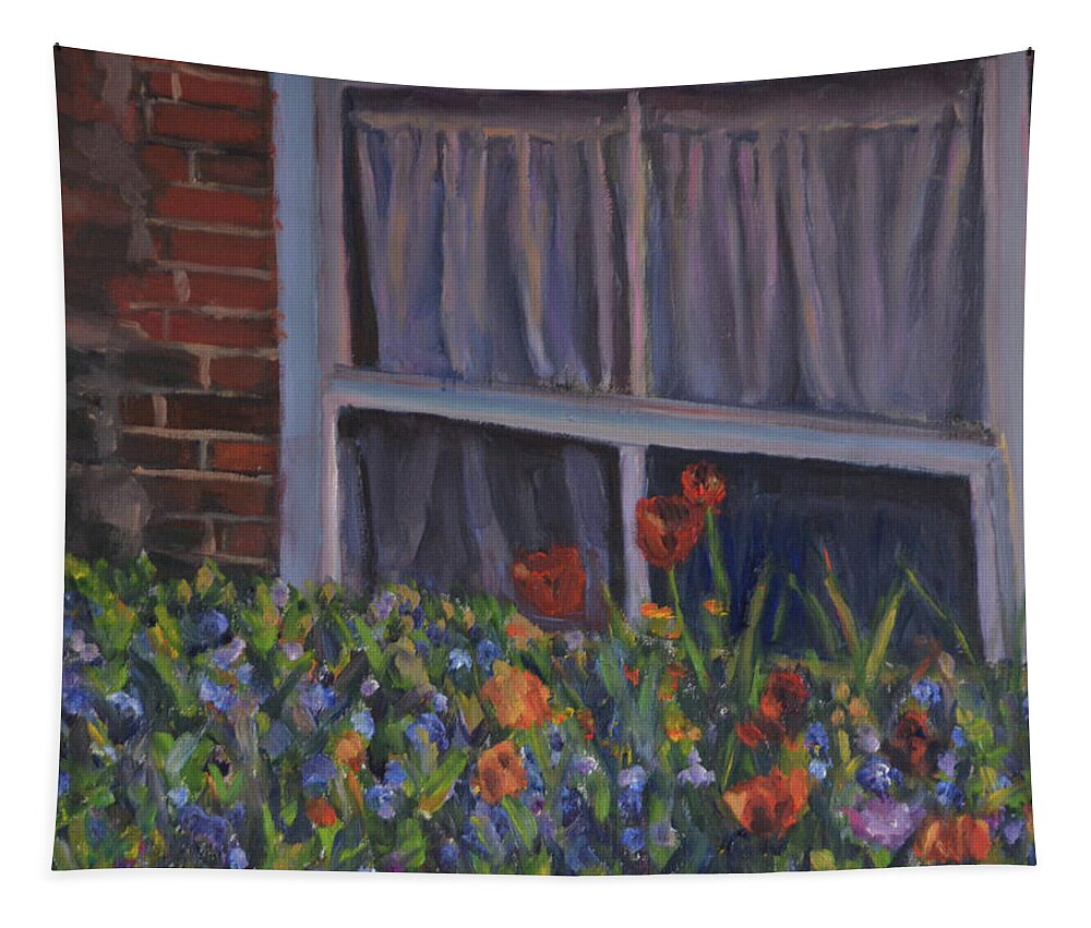Hugenot St Tapestry featuring the painting Hugenot Street Garden by Beth Riso