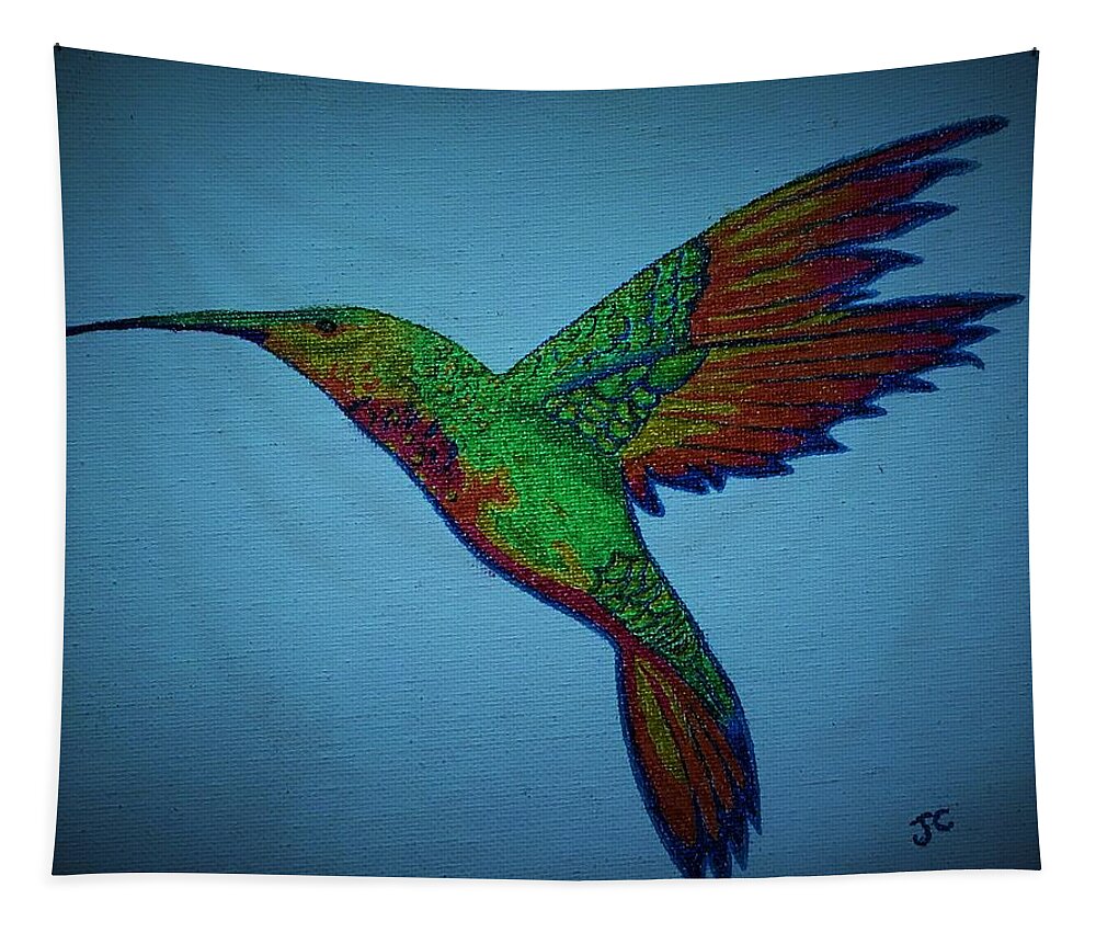 Hummingbird Tapestry featuring the painting Hummingbird by John Cunnane
