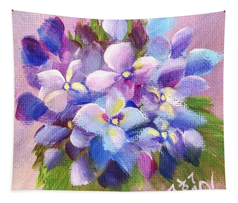 Hydrangea Tapestry featuring the painting Hydrangea 6 by Helian Cornwell