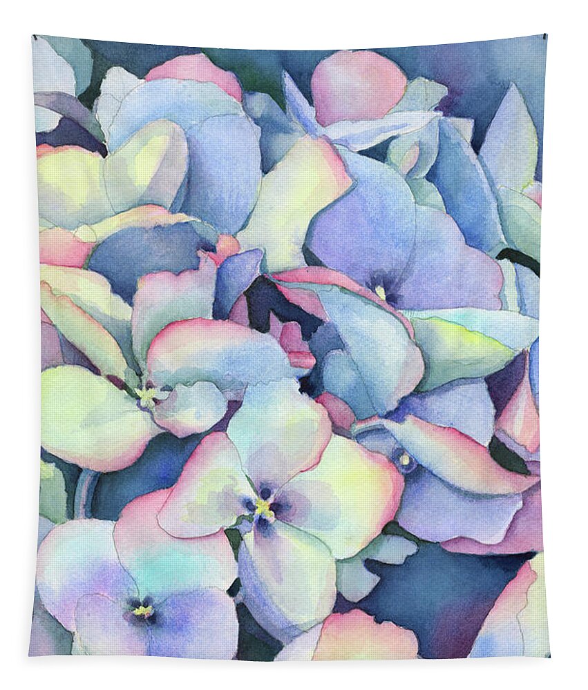 Face Mask Tapestry featuring the painting Hydrangea Study by Lois Blasberg