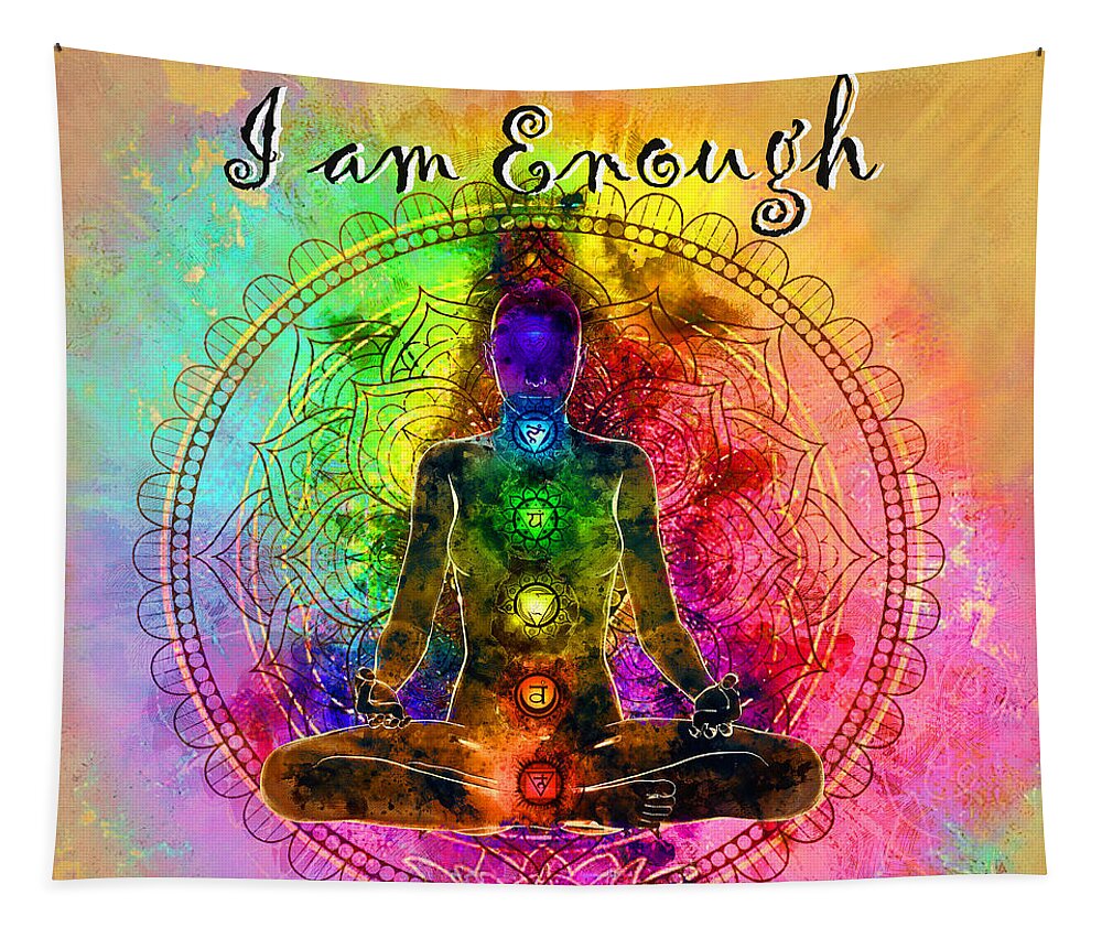Watercolor Tapestry featuring the pastel I am Enough Kundalini by Carlos Paredes Grogan