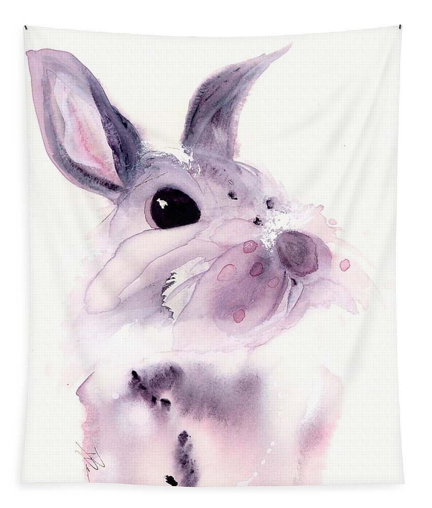 Bunny Tapestry featuring the painting I Didn't Mean To by Dawn Derman