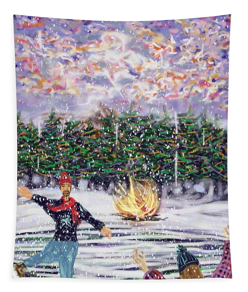 Ice Skating Tapestry featuring the digital art Ice Skating by Angela Weddle