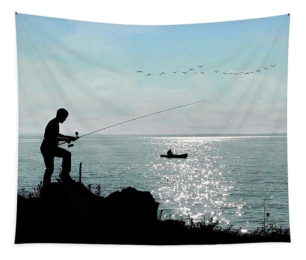 Fishing Tapestry featuring the photograph Idyllic Morning by Andrea Kollo