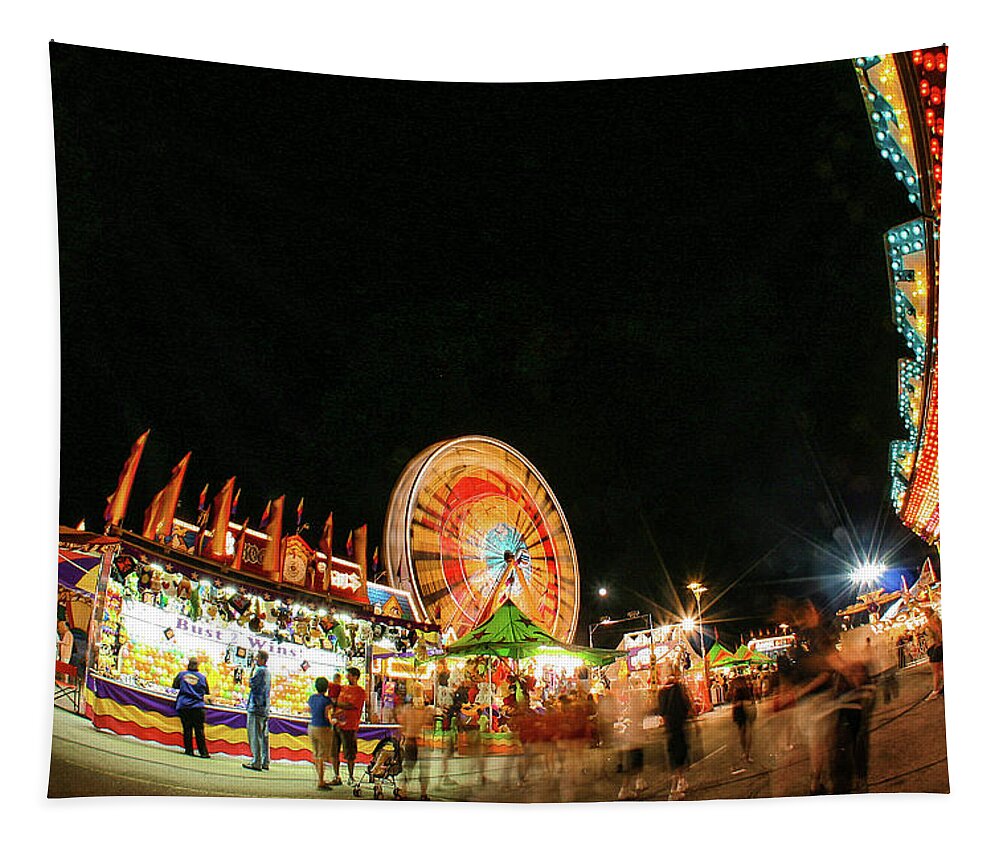 County Fair Tapestry featuring the photograph Illuminated Midway by Todd Klassy