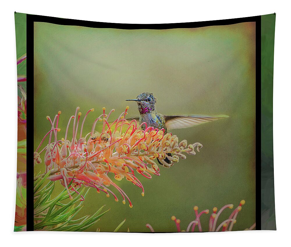 Art Tapestry featuring the photograph face mask hummer Dance by Patricia Dennis