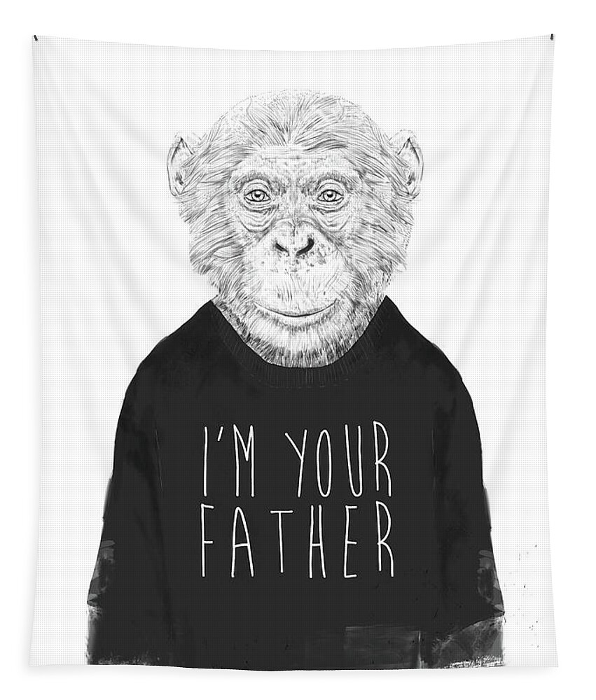 Monkey Tapestry featuring the mixed media I'm your father by Balazs Solti