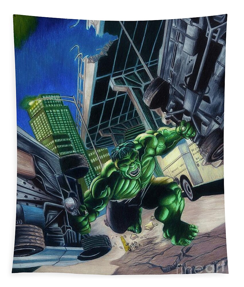 Hulk Tapestry featuring the drawing Immortal Hulk #4 by Philippe Thomas