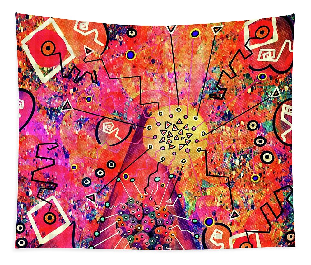 Abstract Synapse Tapestry featuring the mixed media Impulse by Laurie's Intuitive