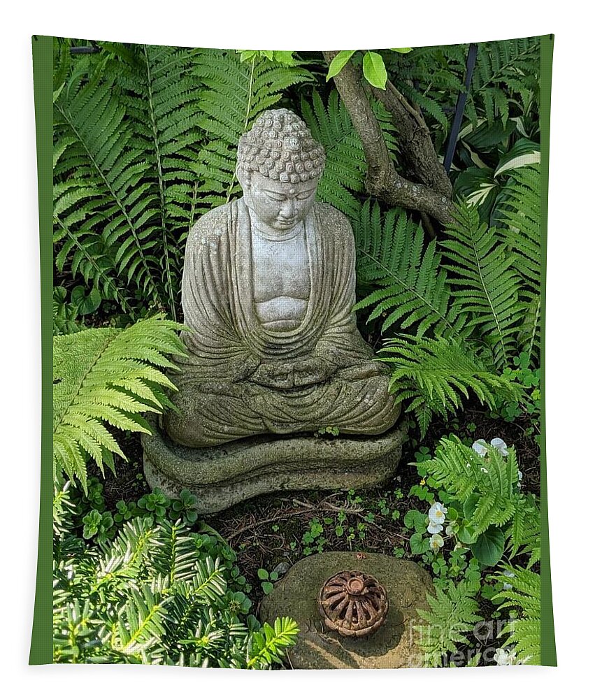 Budda Tapestry featuring the photograph In Rob's Garden by Jodie Marie Anne Richardson Traugott     aka jm-ART