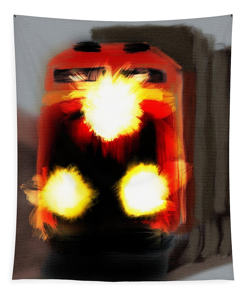 Train Tapestry featuring the digital art In The Night by Michael Kallstrom