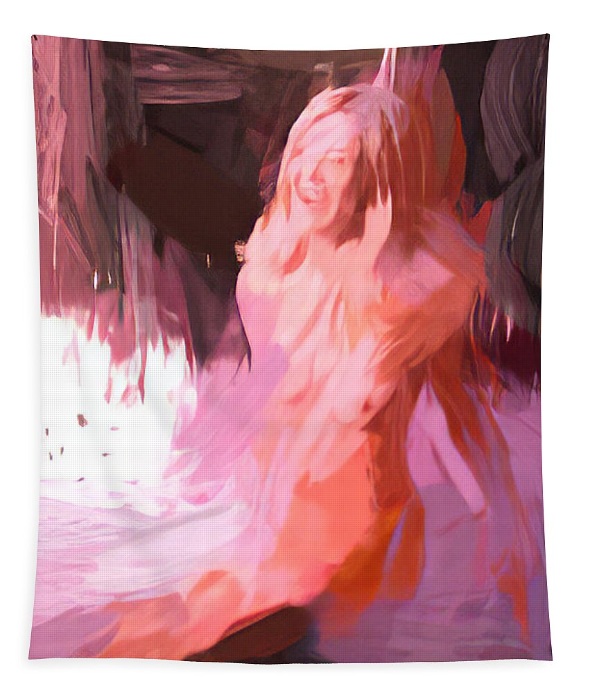Nude Tapestry featuring the digital art In the water abstract by Cathy Anderson