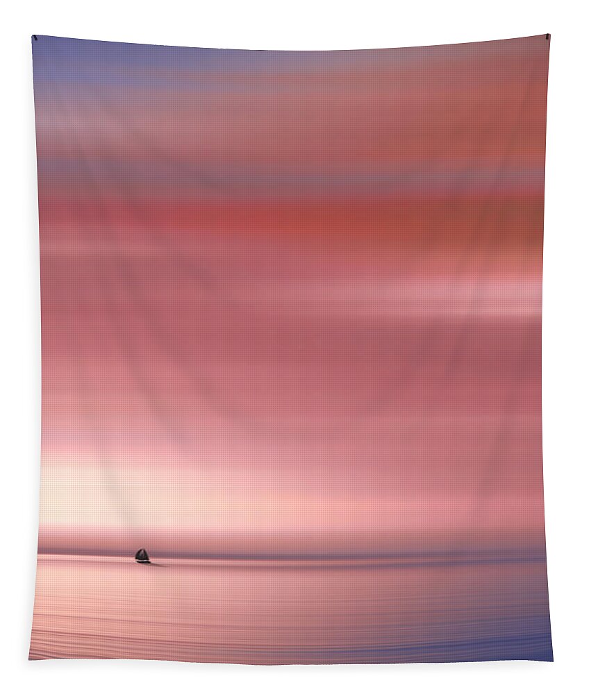 Boat Tapestry featuring the photograph India Colors - Abstract Wide Sunrise and Boat by Stefano Senise