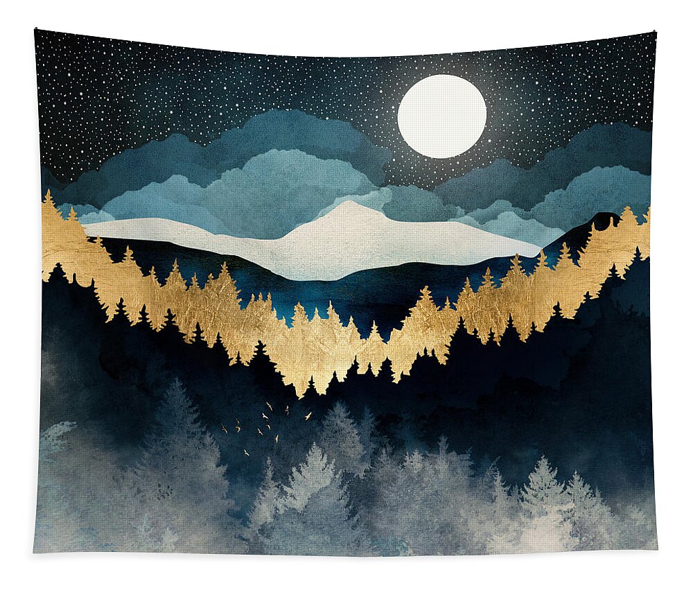 Indigo Tapestry featuring the digital art Indigo Night by Spacefrog Designs