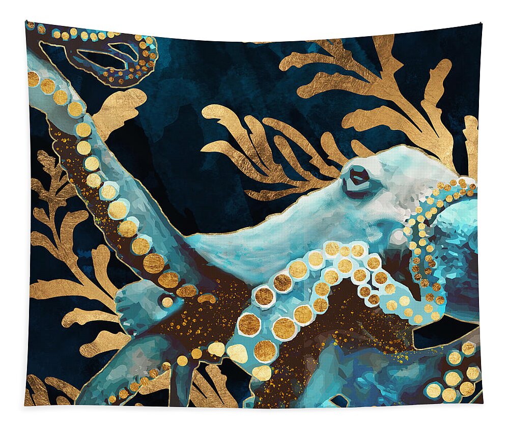 Digital Tapestry featuring the digital art Indigo Octopus by Spacefrog Designs
