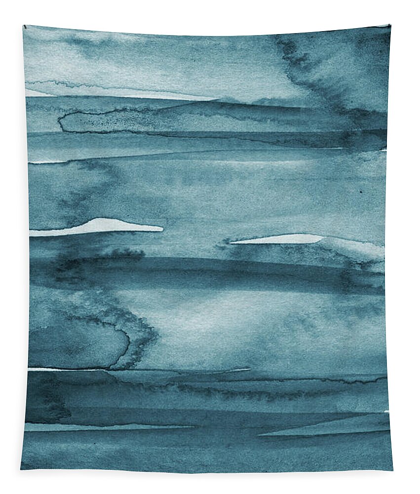 Coastal Tapestry featuring the painting Indigo Water- abstract painting by Linda Woods