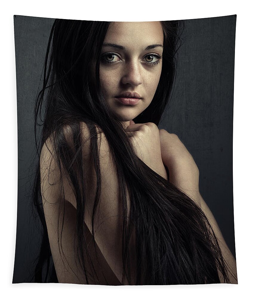 Woman Tapestry featuring the photograph Innocent young woman by Johan Swanepoel