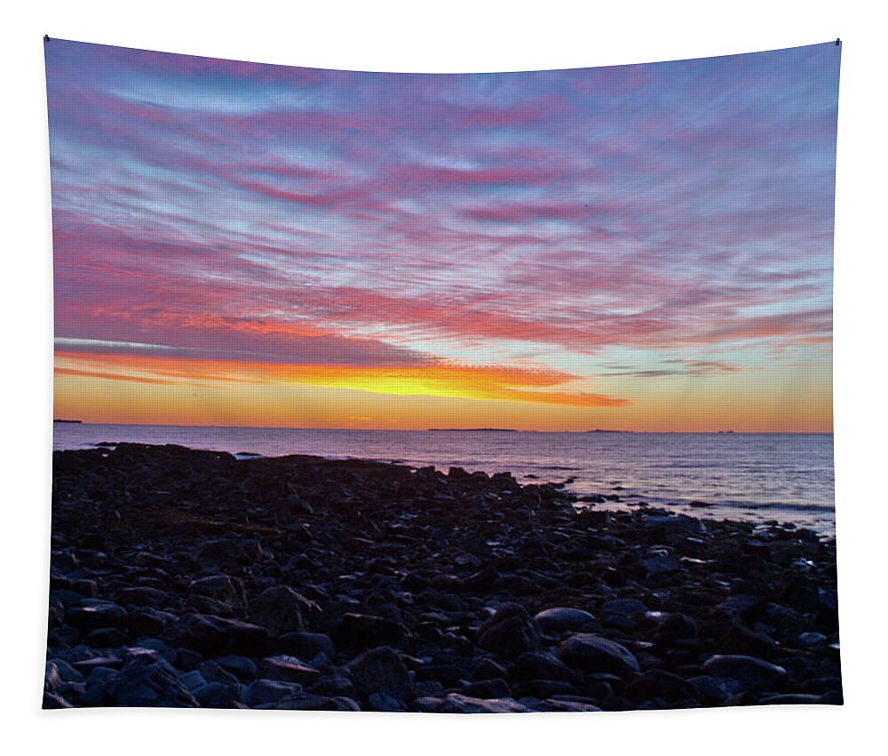 Sunrise Tapestry featuring the photograph Isles of Shoals Sunrise 1 by Richard Gibb