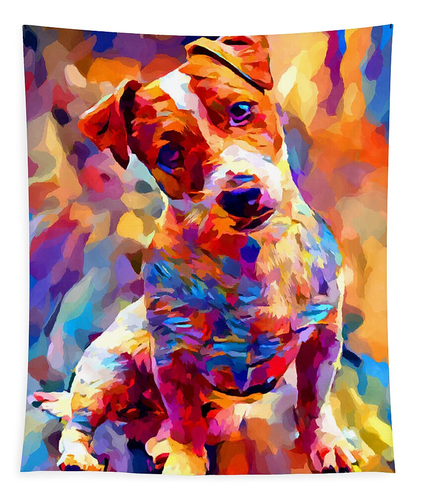 Jack Russell Terrier Tapestry featuring the painting Jack Russell Terrier 3 by Chris Butler