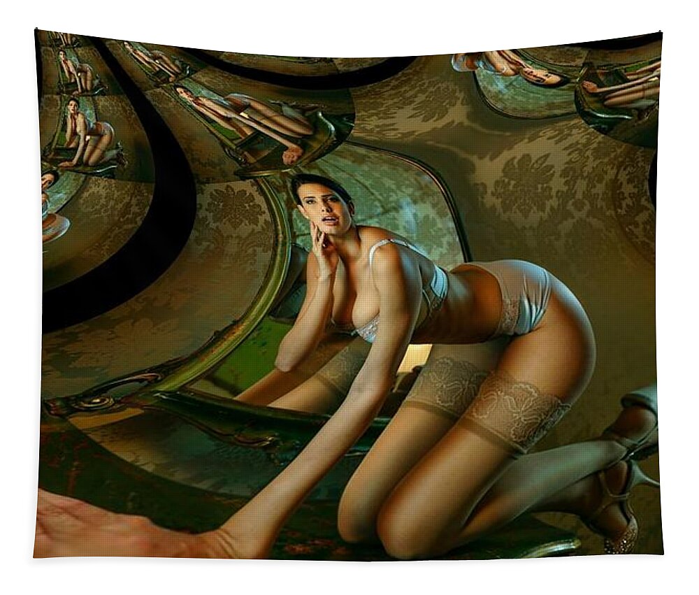 Naked Tapestry featuring the digital art Jade Forest by Stephane Poirier