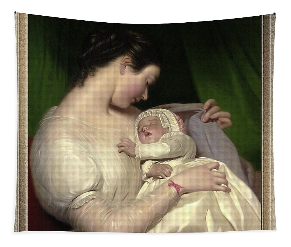 Elizabeth Sant Tapestry featuring the painting James Sant's Wife Elizabeth With Their Daughter Mary Edith by James Sant by Rolando Burbon