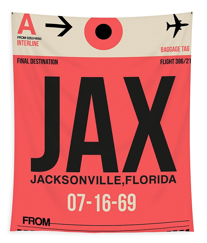Jacksonville Tapestry featuring the digital art JAX Jacksonville Luggage Tag I by Naxart Studio