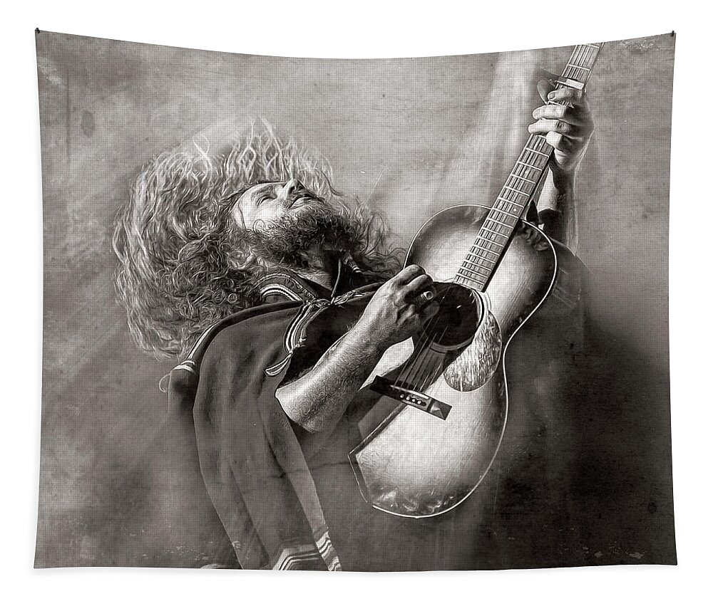 Jim James Tapestry featuring the mixed media Jim James by Mal Bray