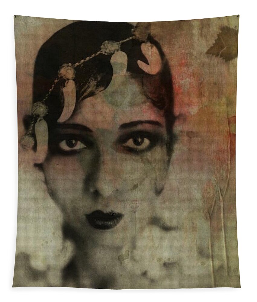 Josephine Baker Tapestry featuring the mixed media Josephine Baker - Vintage by Paul Lovering