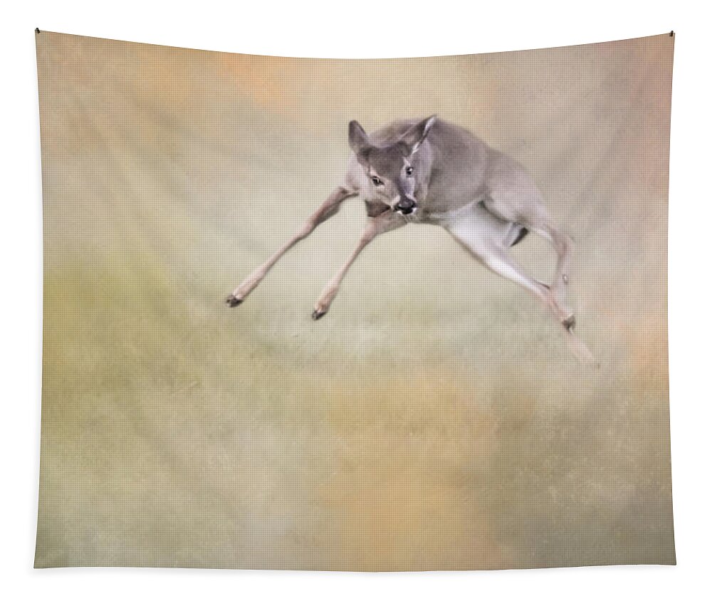 Deer Tapestry featuring the photograph Joyful Little Fawn 1 by Jai Johnson