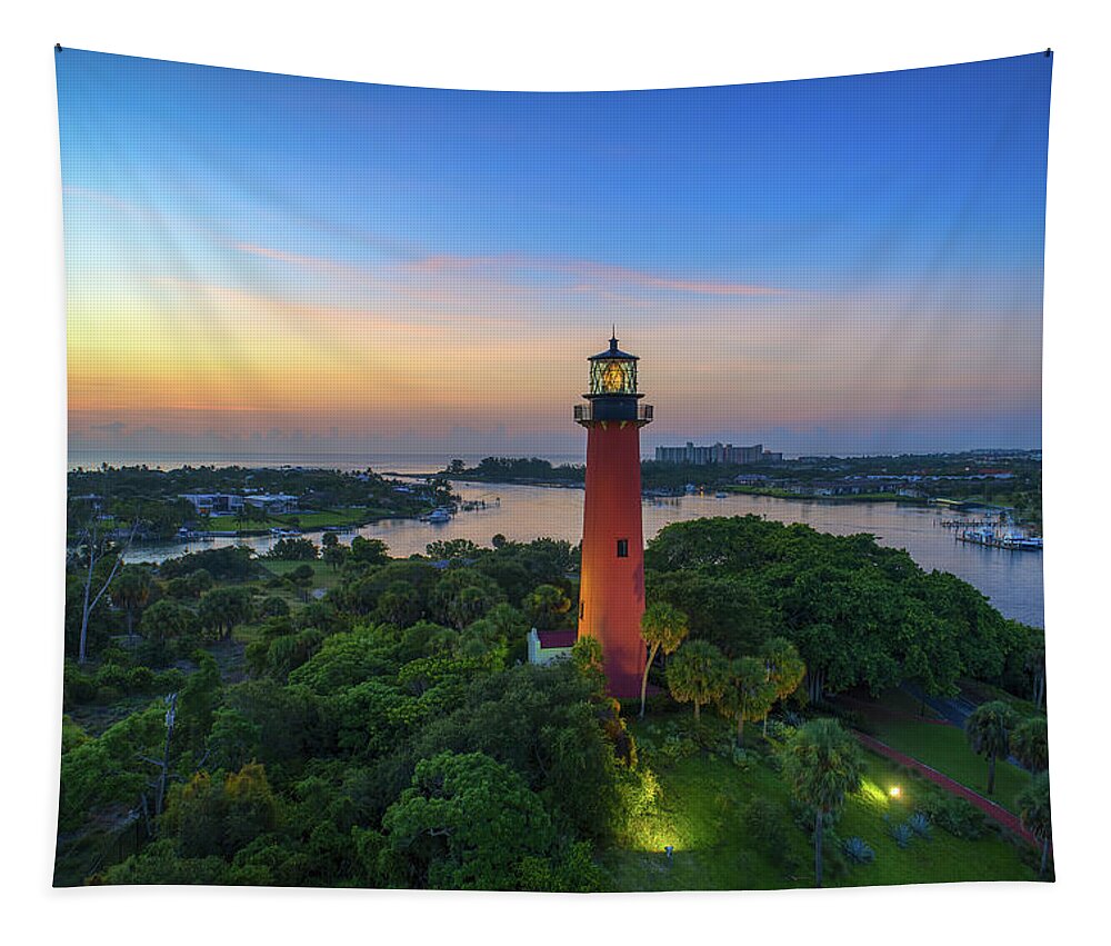 Jupiter Lighthouse Tapestry featuring the photograph Jupiter Lighthouse Palm Beach County Florida by Kim Seng