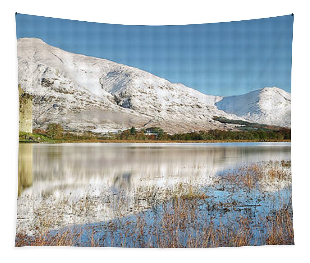 Mountains Tapestry featuring the photograph Kilchurn Castle - Loch Awe - Winter Morning by Grant Glendinning