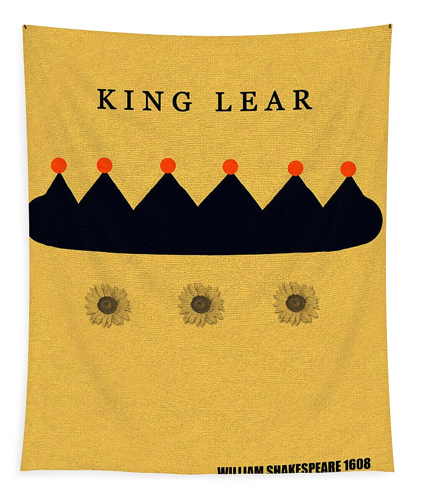 King Lear By William Shakespeare Tapestry featuring the digital art King Lear minimalsim art book cover by David Lee Thompson